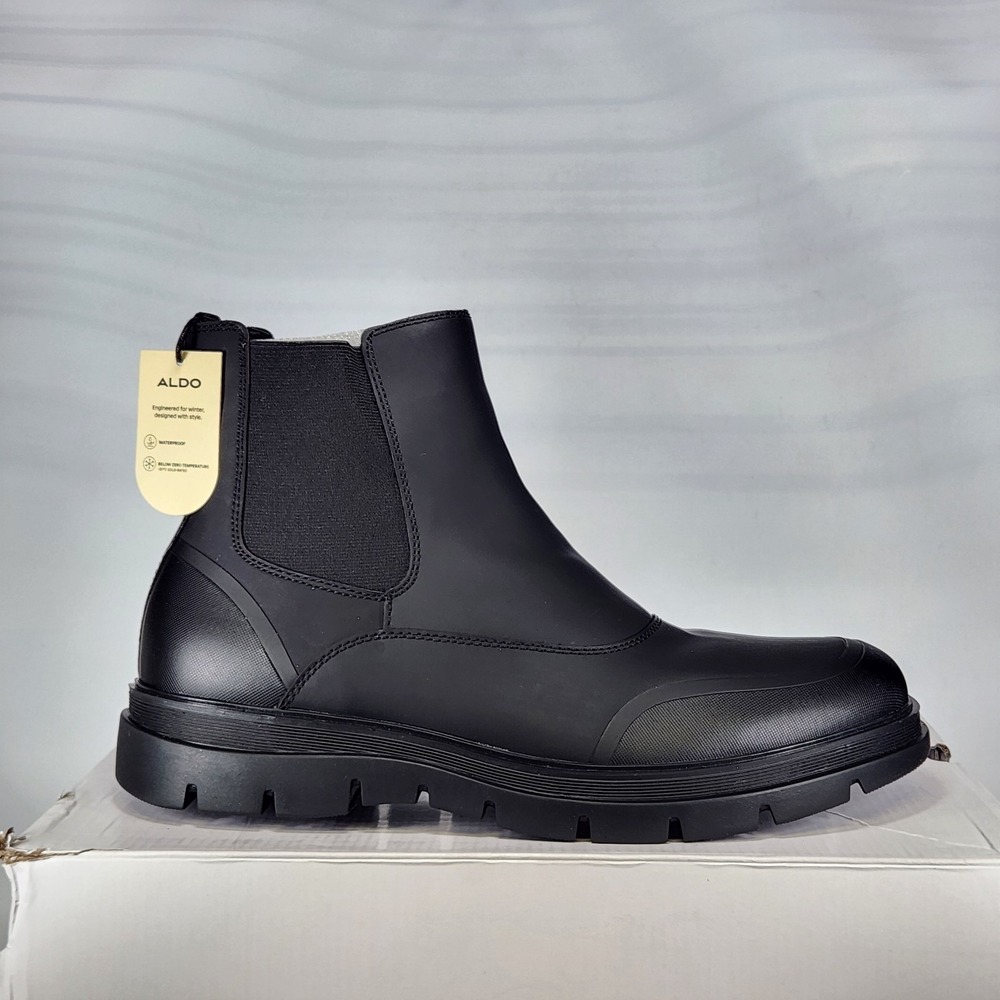 ALDO Eros Boots Men Size 10.5 Black Waterproof Winter Chelsea Lug Sole